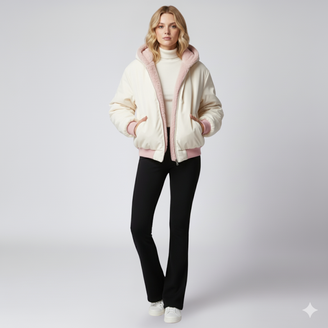 Warm Reversible Puffer Jacket for Women