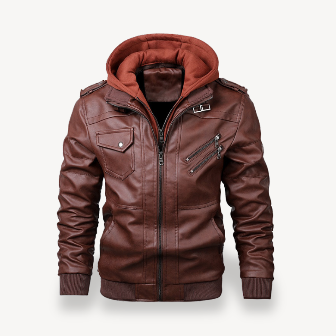 Men's Faux Leather Bomber Jacket - OutfitLondon