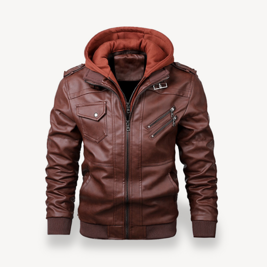 Men's Faux Leather Bomber Jacket - OutfitLondon