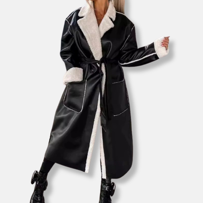 Warm Oversized Wrap Coat for Women with Soft Trim - OutfitLondon