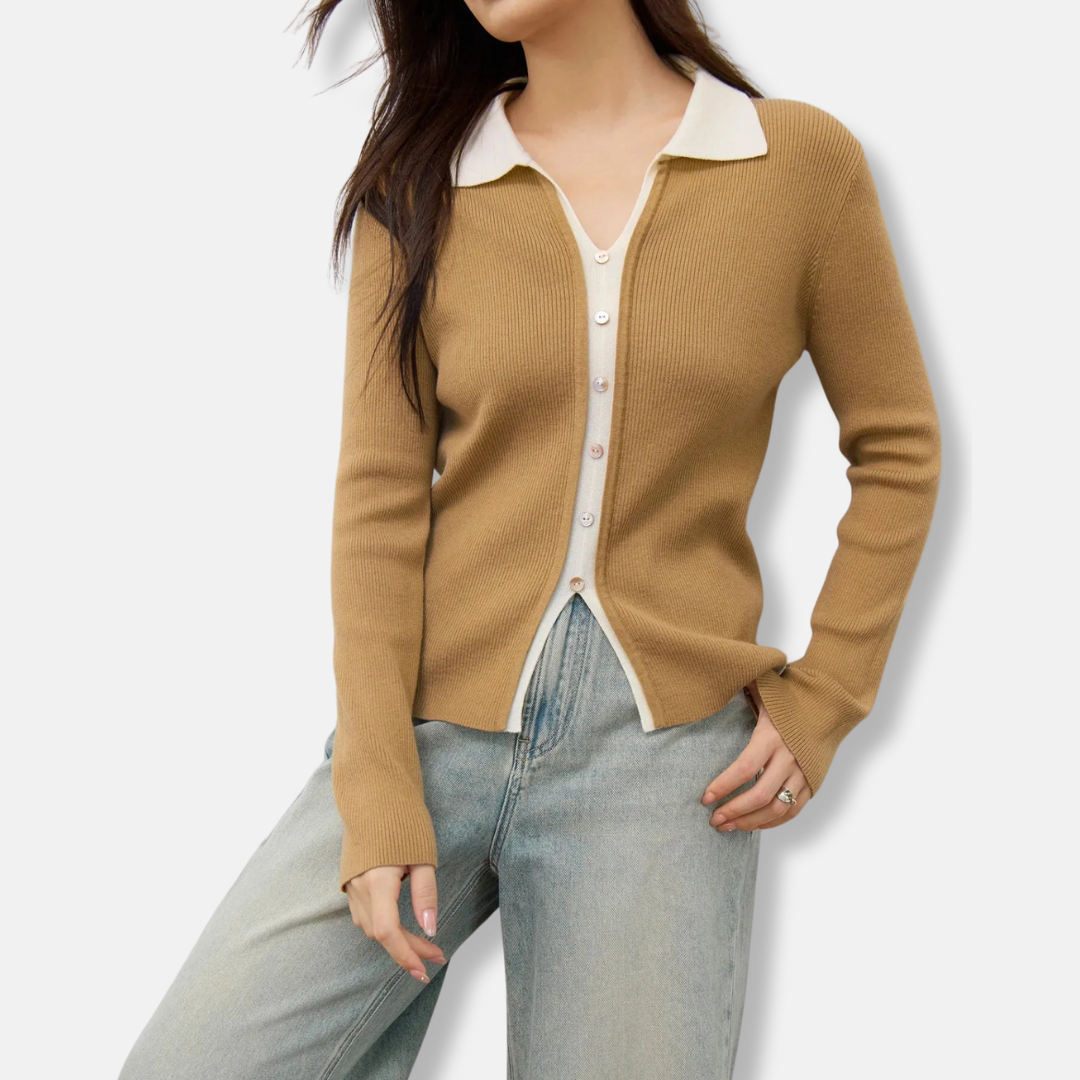 Women's Crew Neck Long Sleeve Ribbed Sweater - OutfitLondon