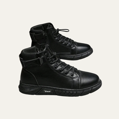 Tall Lace Up Strap Sneaker Boots for Men - OutfitLondon