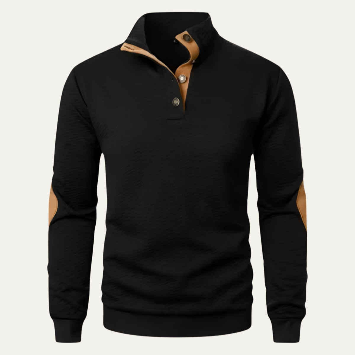 Men's Crew Neck Wool Sweater with Color Block Design