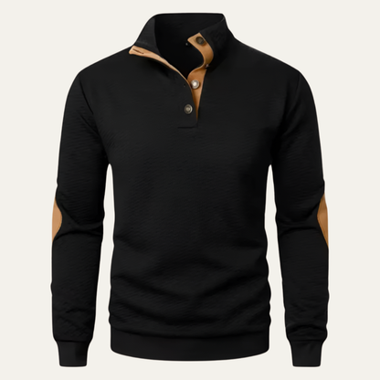 Men's Crew Neck Wool Sweater with Color Block Design