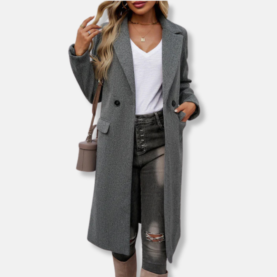 Classic Double Breasted Wool Overcoat for Women - OutfitLondon