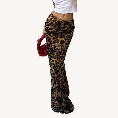 Animal Print Fitted Long Maxi Skirt for Women - OutfitLondon