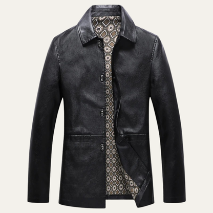 Classic Mens Leather Bomber Winter Coat - OutfitLondon