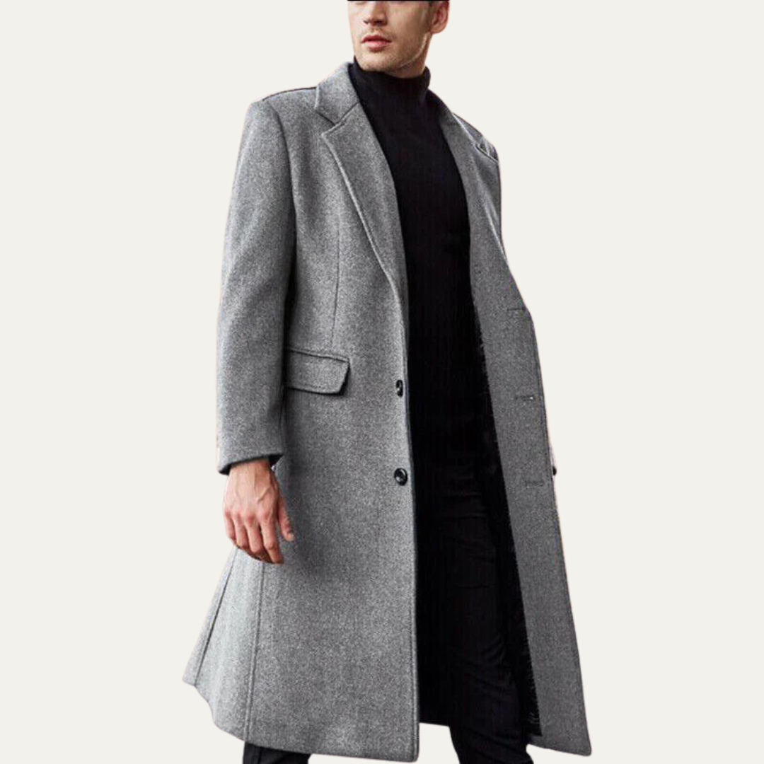 Classic Fit Long Black Formal Coat