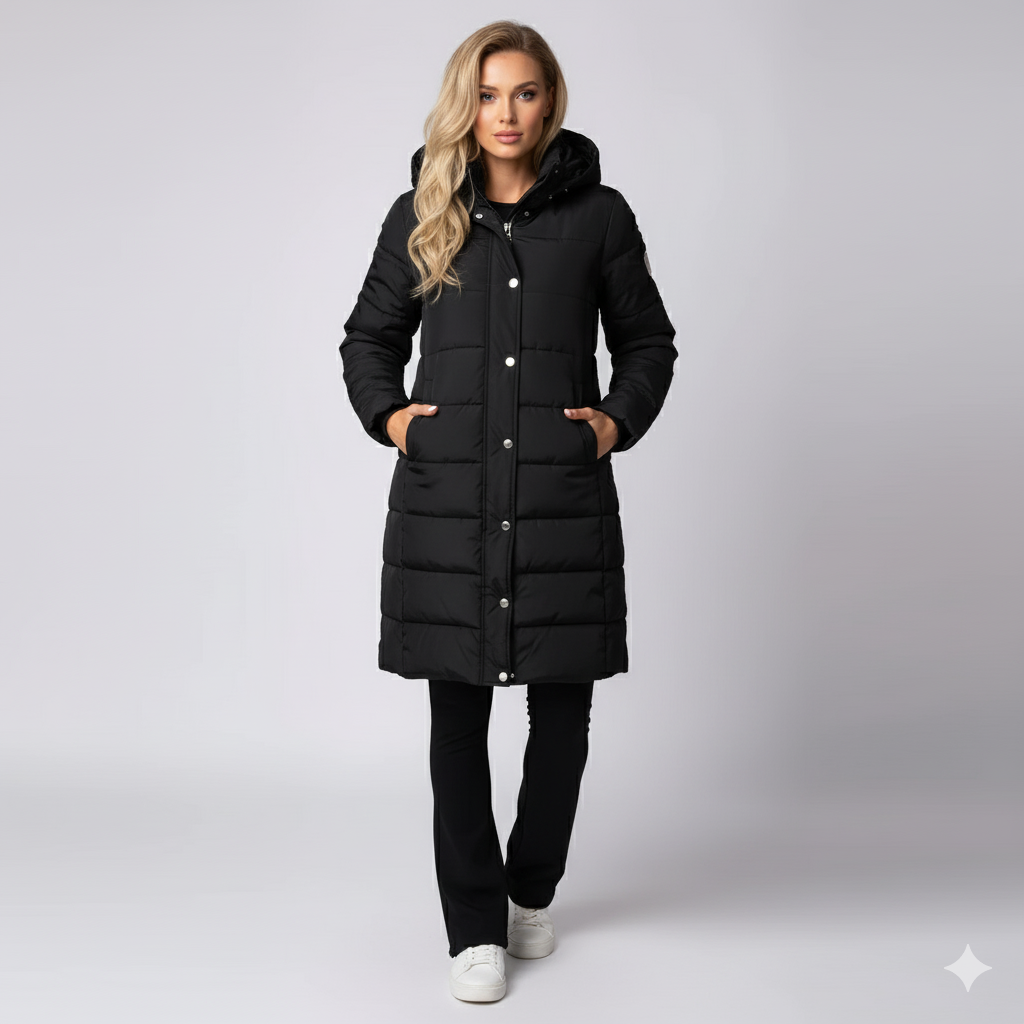 Warm Padded Women's Parka Coat with Hood - OutfitLondon