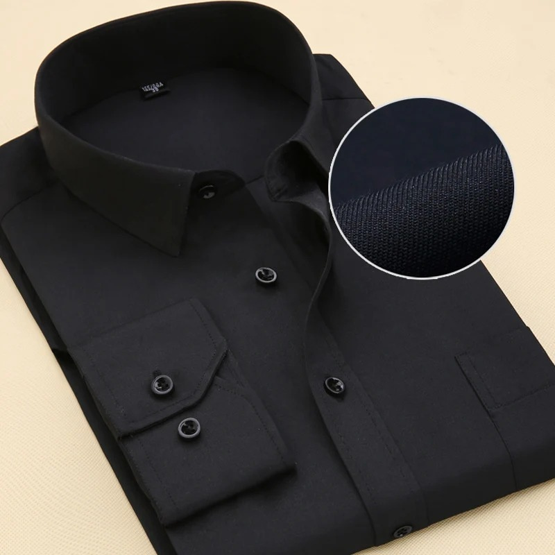Simple Relaxed Fit Mens Long Sleeve Dress Shirt - OutfitLondon