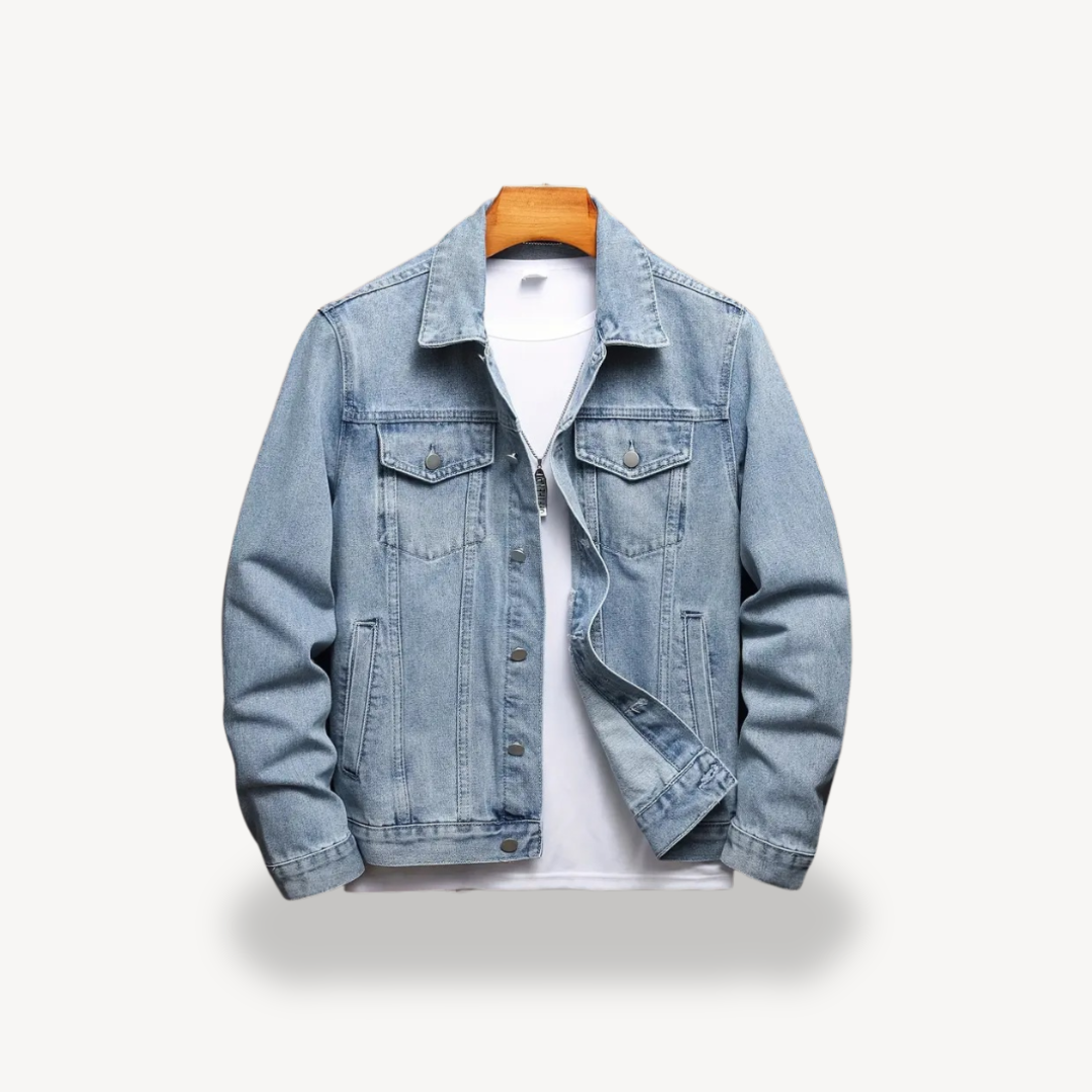 Navy Blue Casual Men's Jeans Jacket