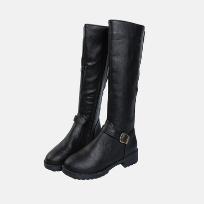 Brown Knee High Buckle Boots | Low Heel Ankle Boots