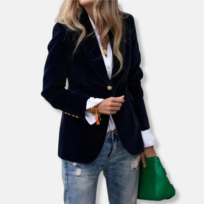 Classic Fit Blazer with Gold Buttons - OutfitLondon