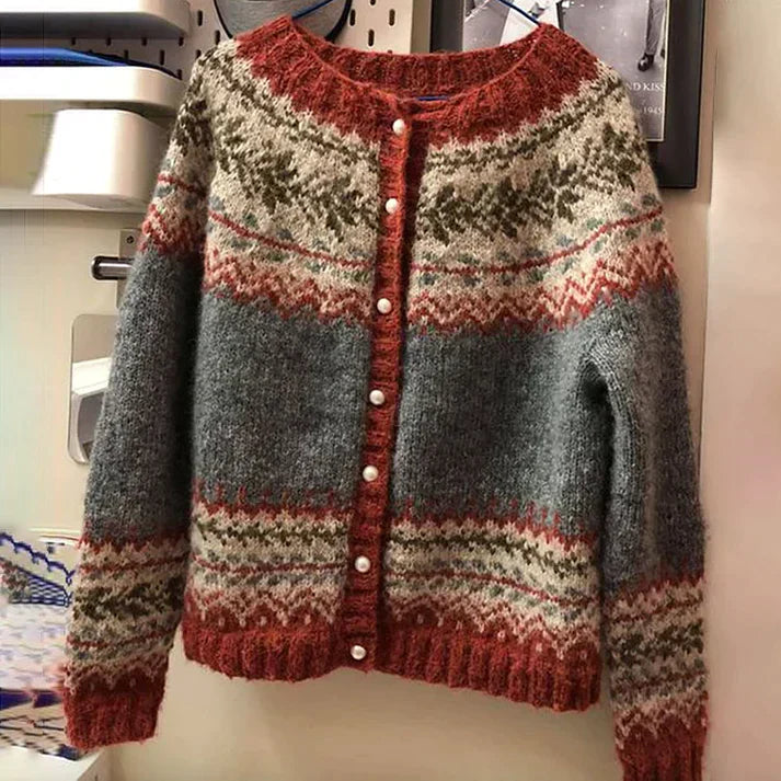 Cozy Fair Isle Knit Women's Cardigan Sweater - OutfitLondon