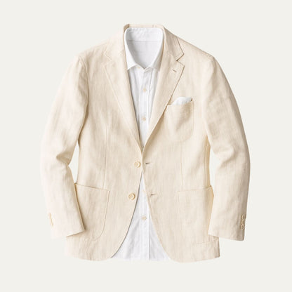 Lightweight Beige Summer Jacket for Men - Wedding Guest Wear - OutfitLondon
