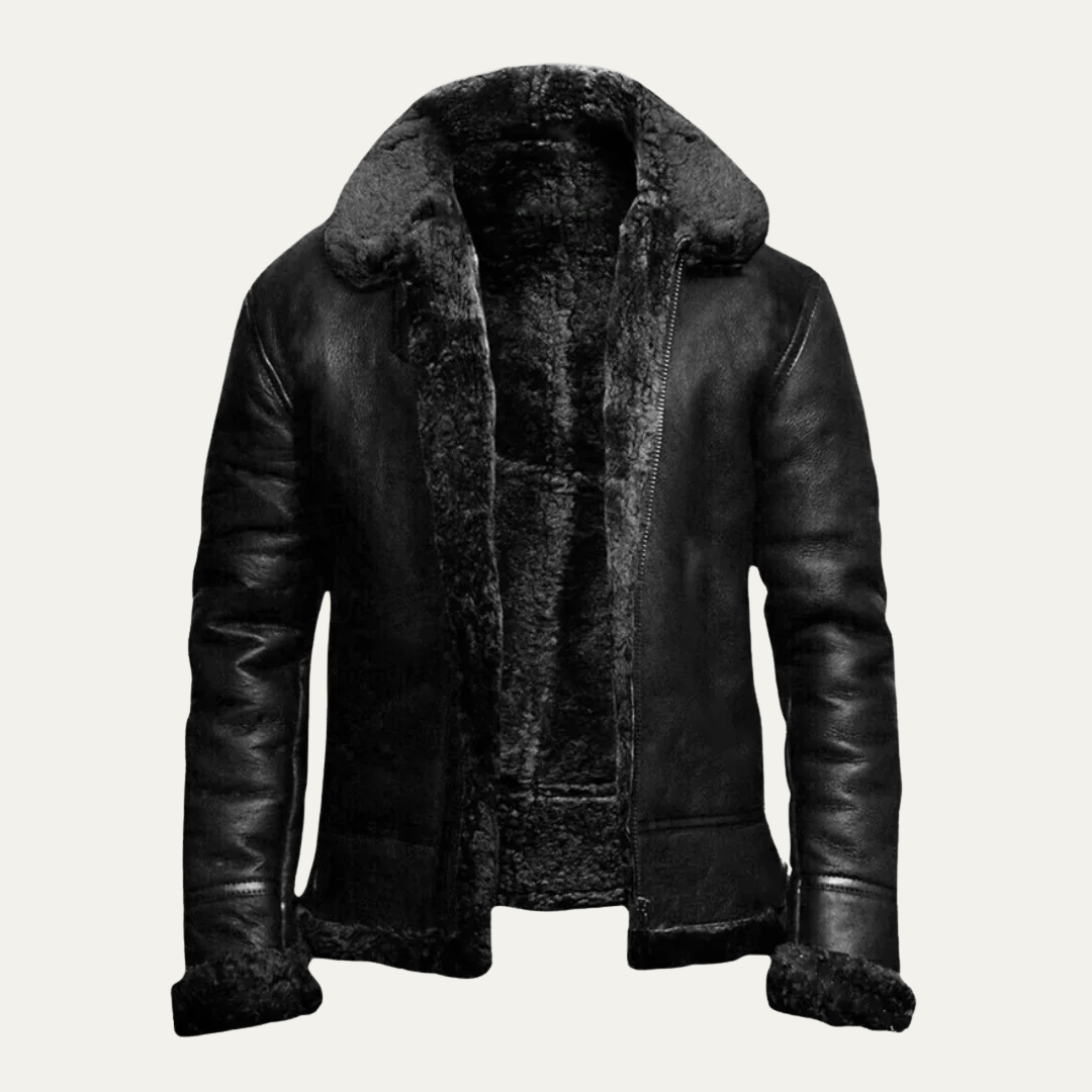 Men's Luxury Faux Leather Aviator Coat