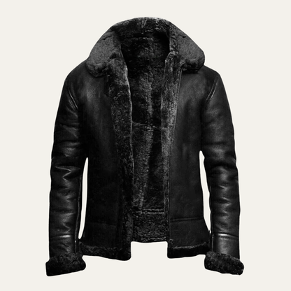 Men's Luxury Faux Leather Aviator Coat