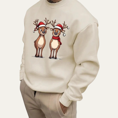 Fun Holiday Reindeer Crew Neck Sweater