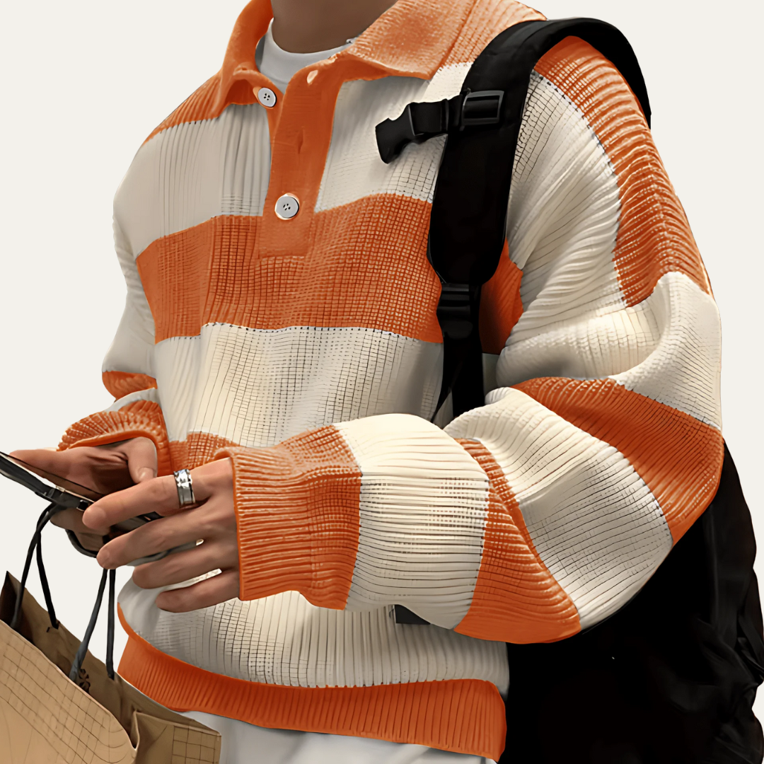 Men's Classic Patterned Knit Polo Sweater - OutfitLondon