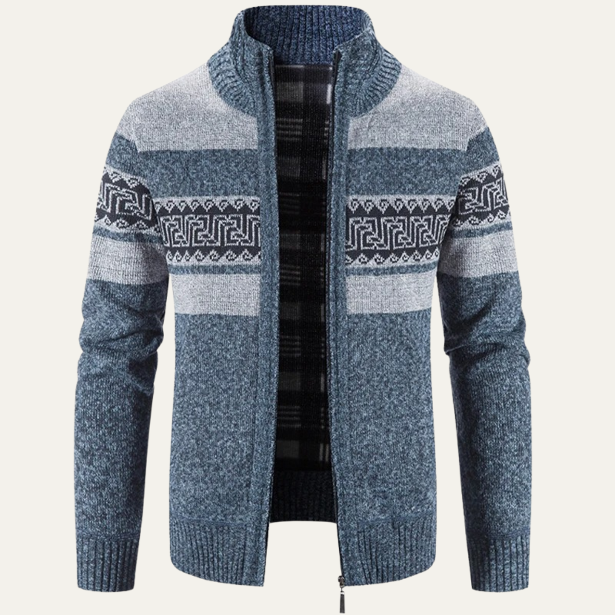 Thermal Men's Cozy Patterned Knitted Zipper Jacket - OutfitLondon