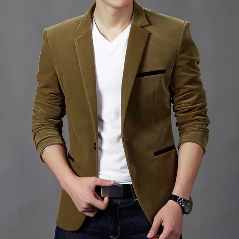 Slim Fit Men's Single Button Blazer Jacket - OutfitLondon