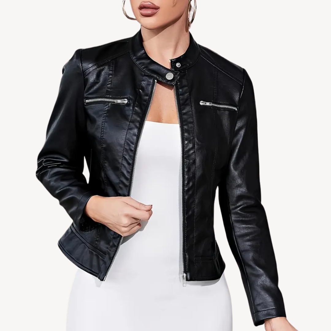 Women's Classic Brown Biker Jacket - OutfitLondon