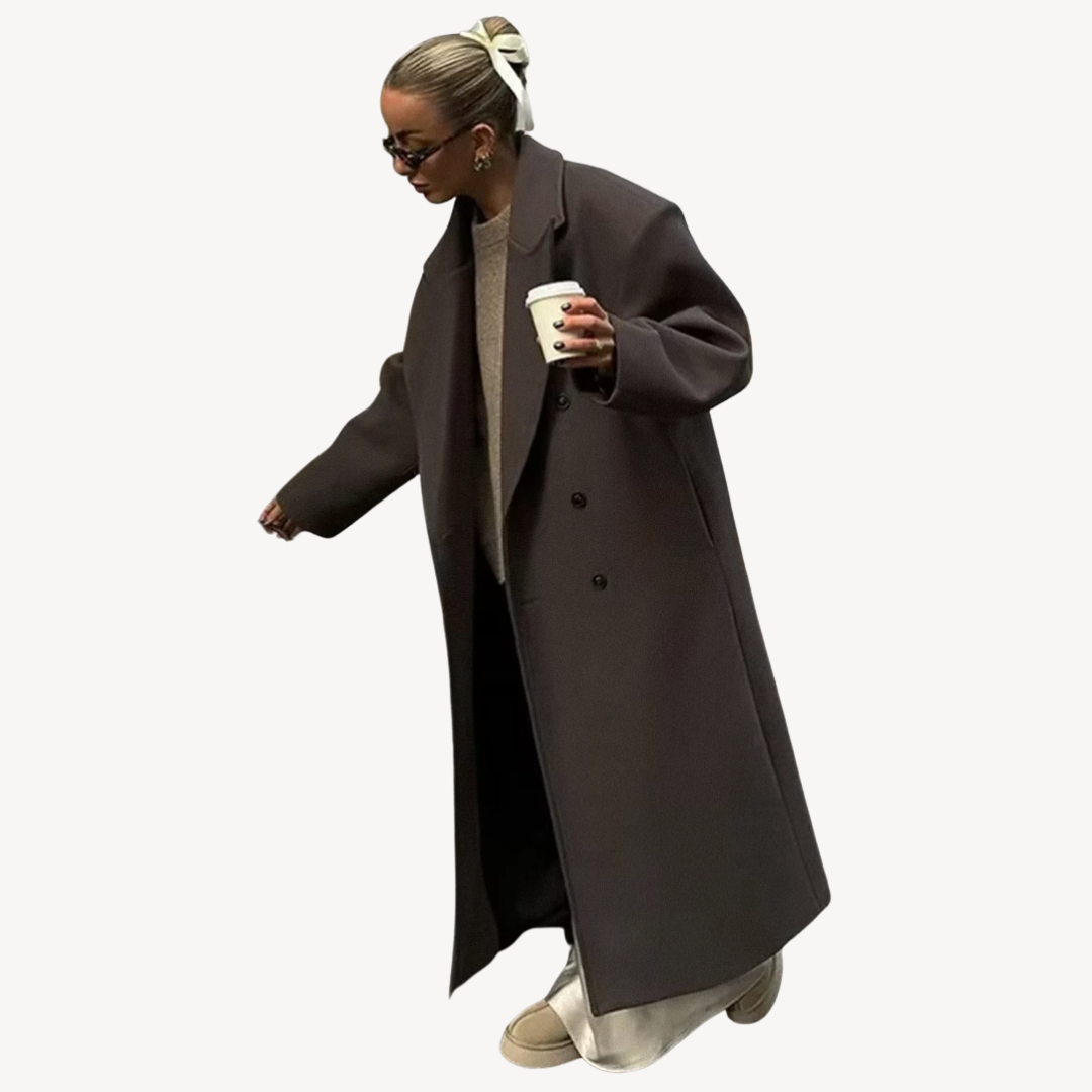Ladies Warm Winter Long Trench Coat - OutfitLondon