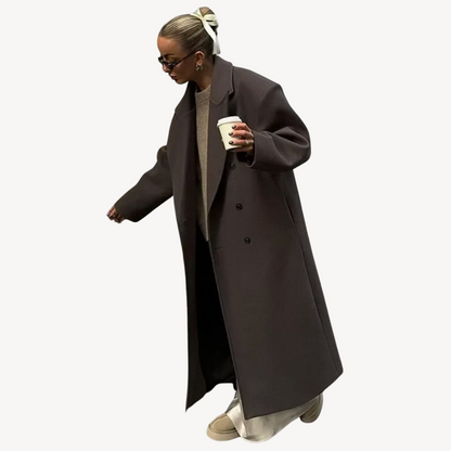 Ladies Warm Winter Long Trench Coat - OutfitLondon