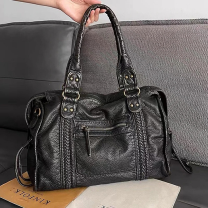 Luxury Big Tote Bag | Soft Black Leather - OutfitLondon