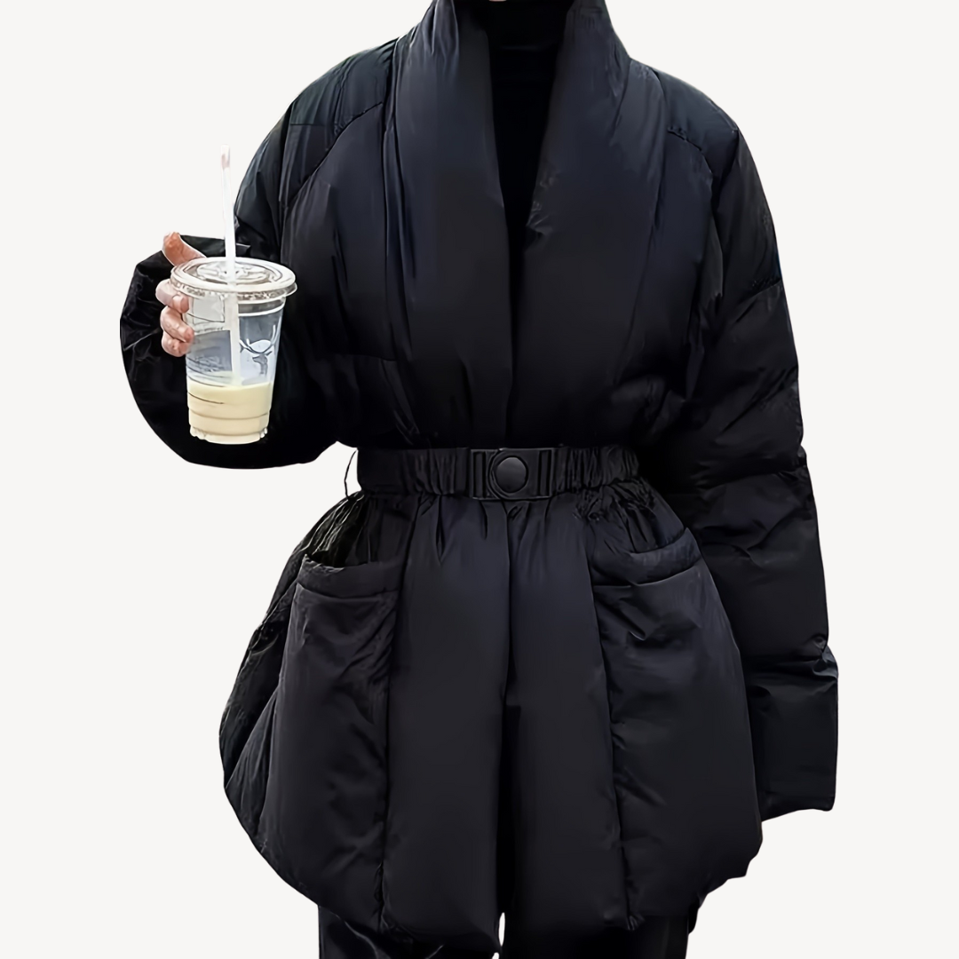 Warm Black Parka Coat for Women - Waterproof Polyester - OutfitLondon