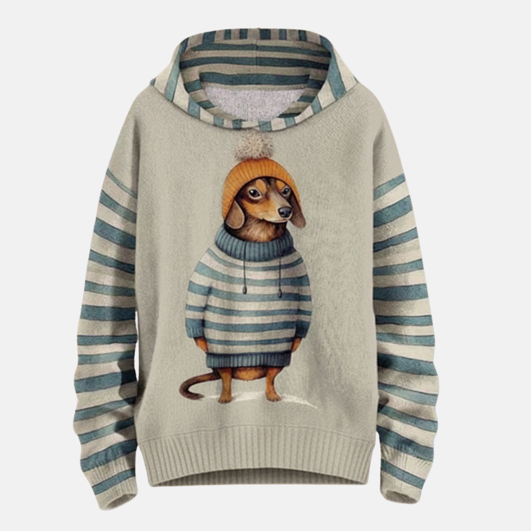 Casual Women's Hoodie with Fun Dog Graphic - OutfitLondon