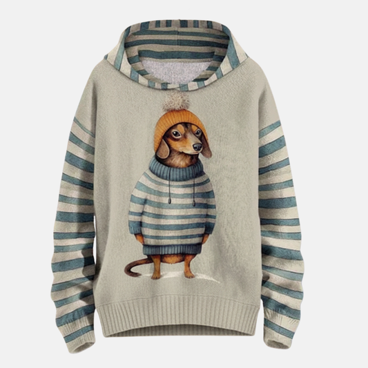Casual Women's Hoodie with Fun Dog Graphic - OutfitLondon