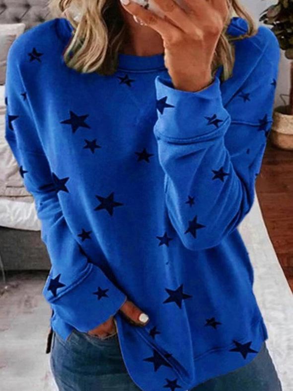 Warm Star Print Women's Sweatshirt - OutfitLondon