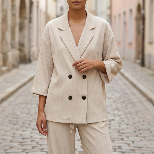 Classic Two Piece Women's Suit Double Breasted Jacket Set - OutfitLondon