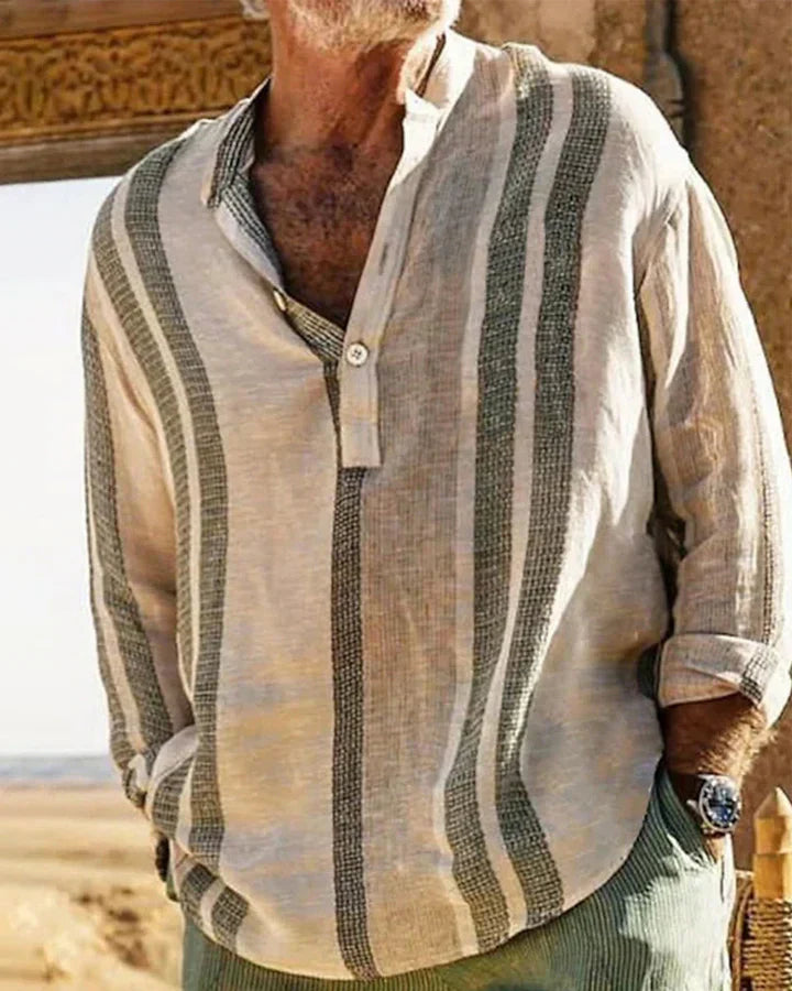Classic Linen Shirt for Men, Casual Collar - OutfitLondon