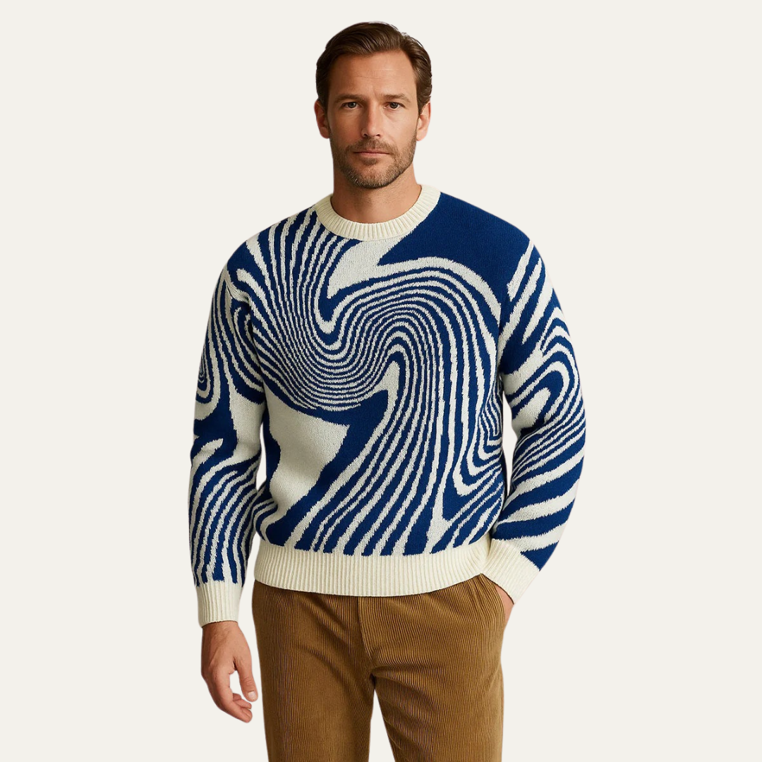 Colorful Swirl Design Mens Knit Sweater - OutfitLondon