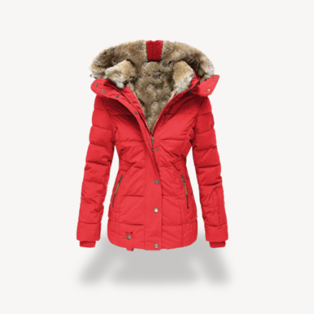Ladies' Down Parka with Fake Fur Trim