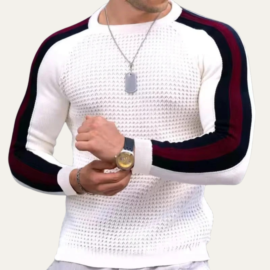 Men's Classic Fit Striped Crew Neck Sweater
