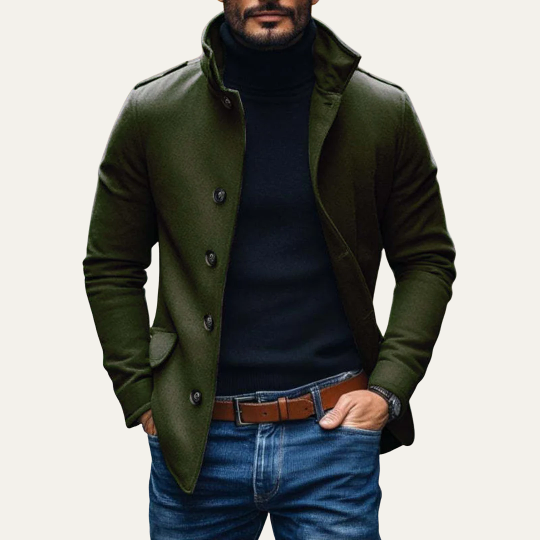 Classic Fit Wool Pea Coat for Men