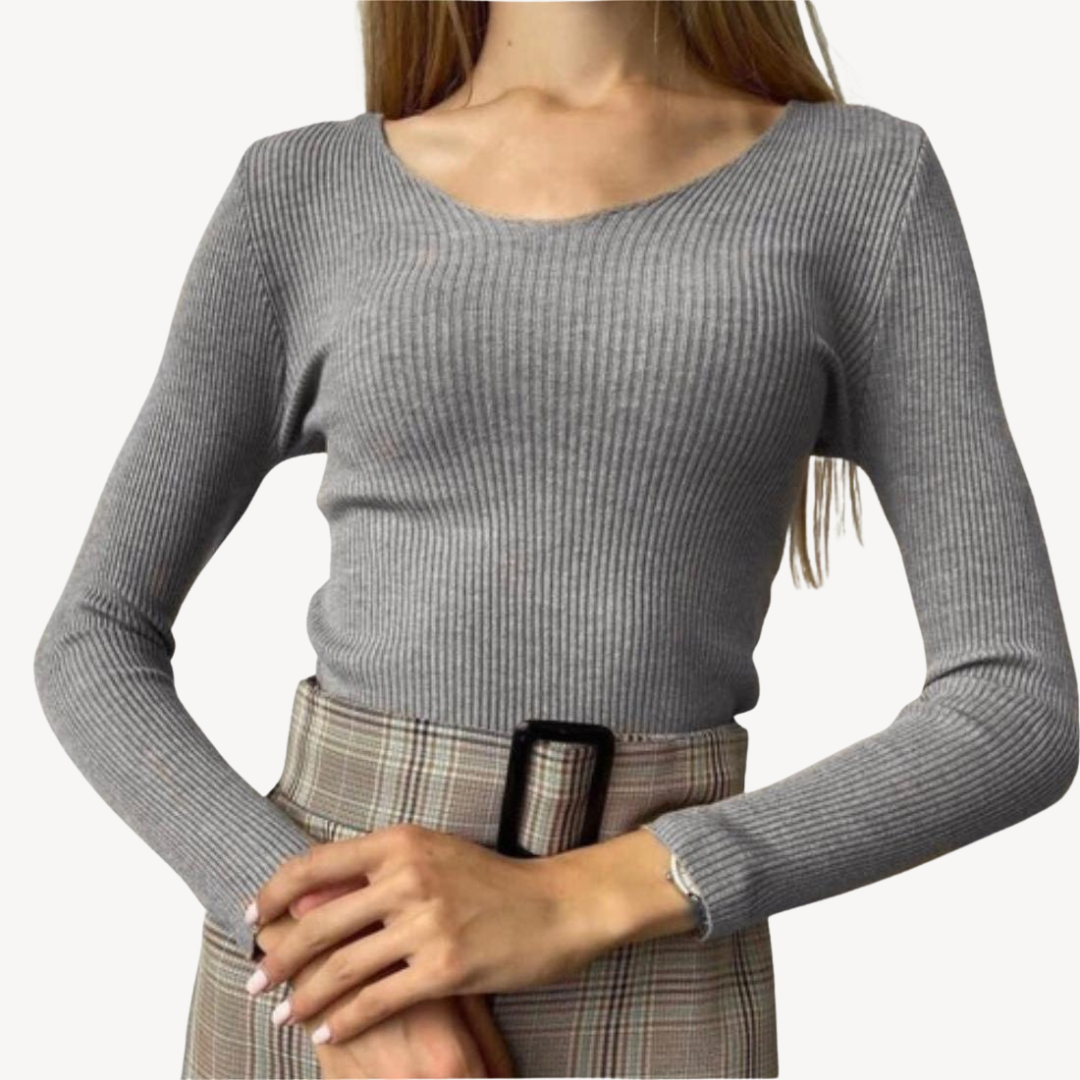 Low Neck Thick Knit Women's Sweater - OutfitLondon