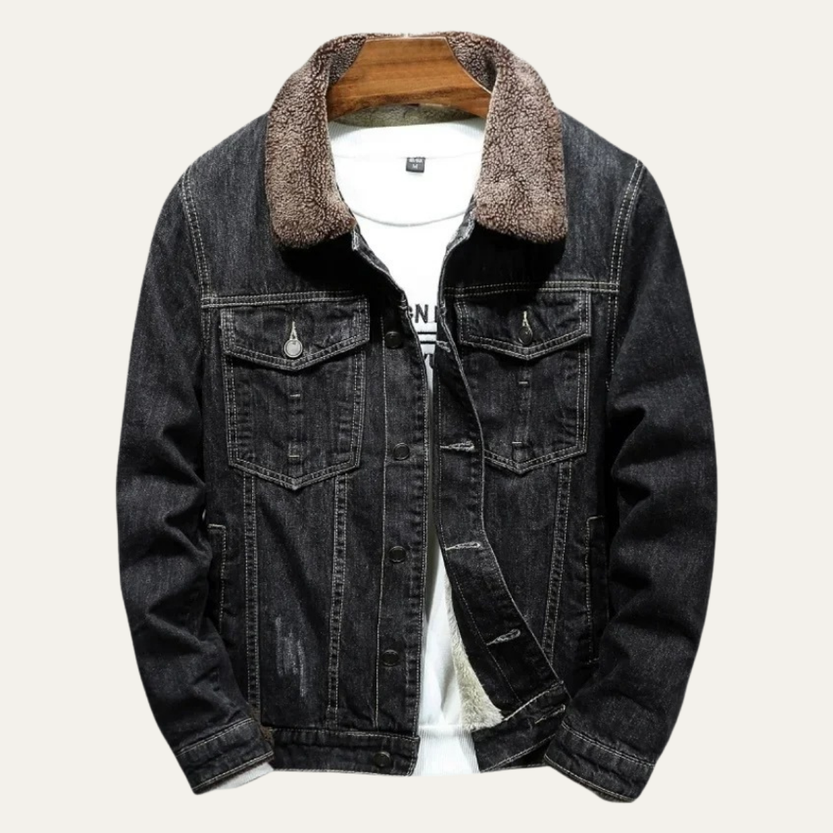 Warm Men's Fleece Lined Denim Coat - OutfitLondon