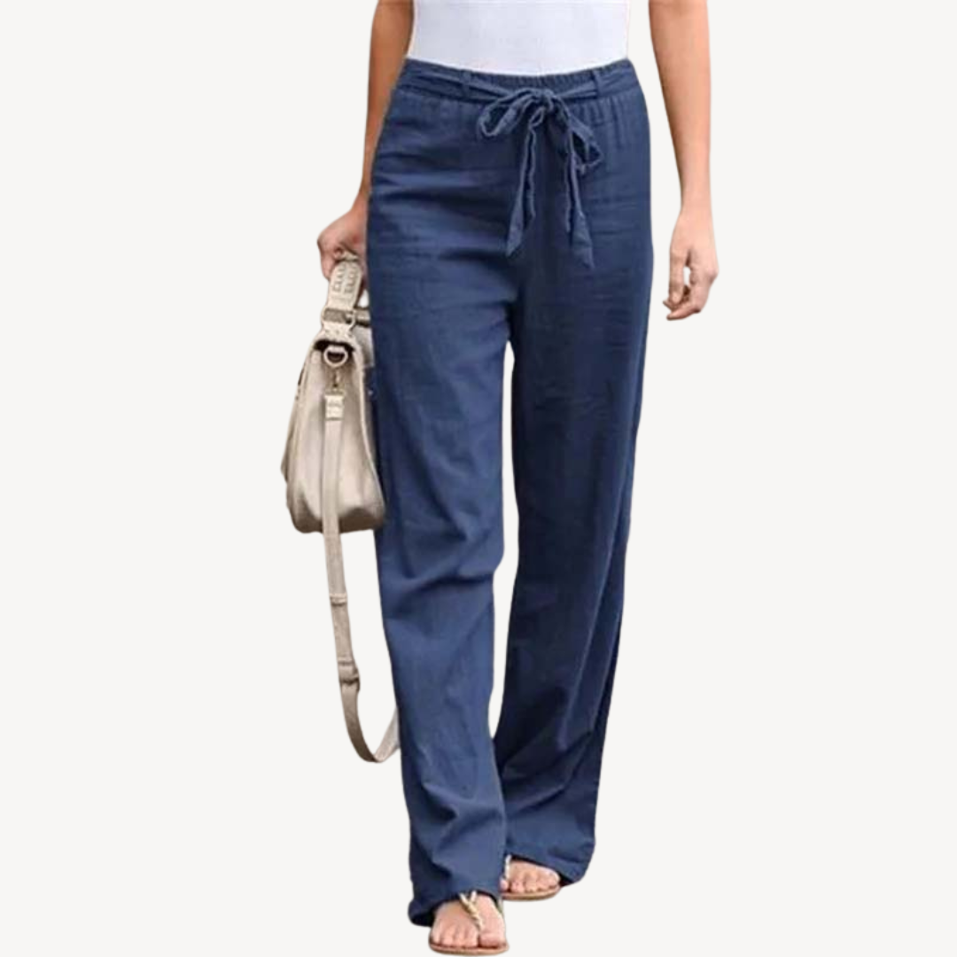 Relaxed Fit Wide Leg Cotton Trousers