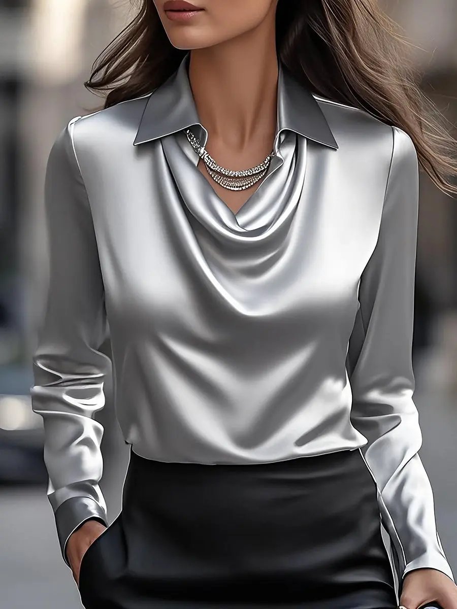Luxurious Soft Blouse with Flowy Neckline