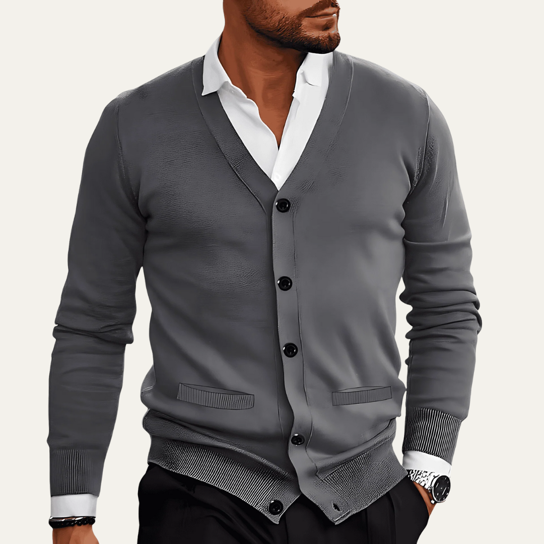 Men's Soft Crew Neck Knit Cardigan - OutfitLondon