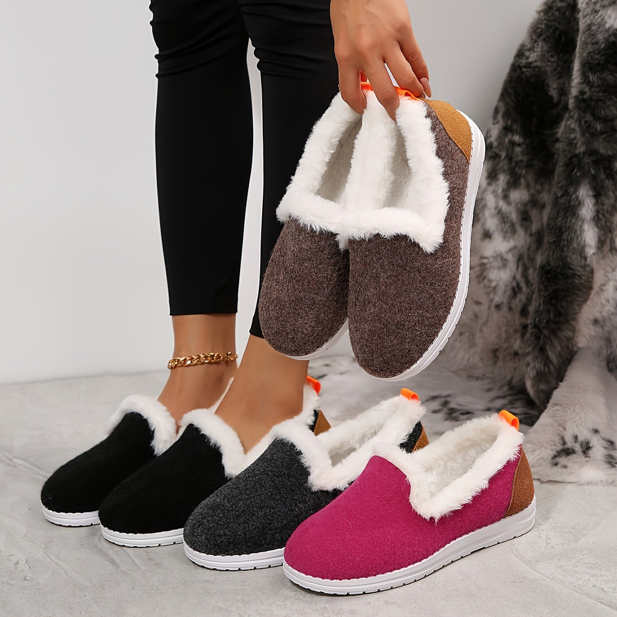Warm Fuzzy Women's Slip On Loafers - OutfitLondon
