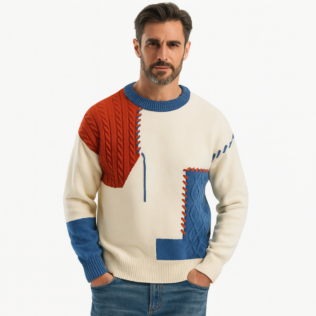 Fashionable Textured Crew Neck Sweater - OutfitLondon