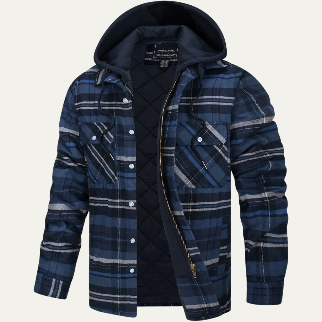 Warm Plaid Hooded Jacket for Men