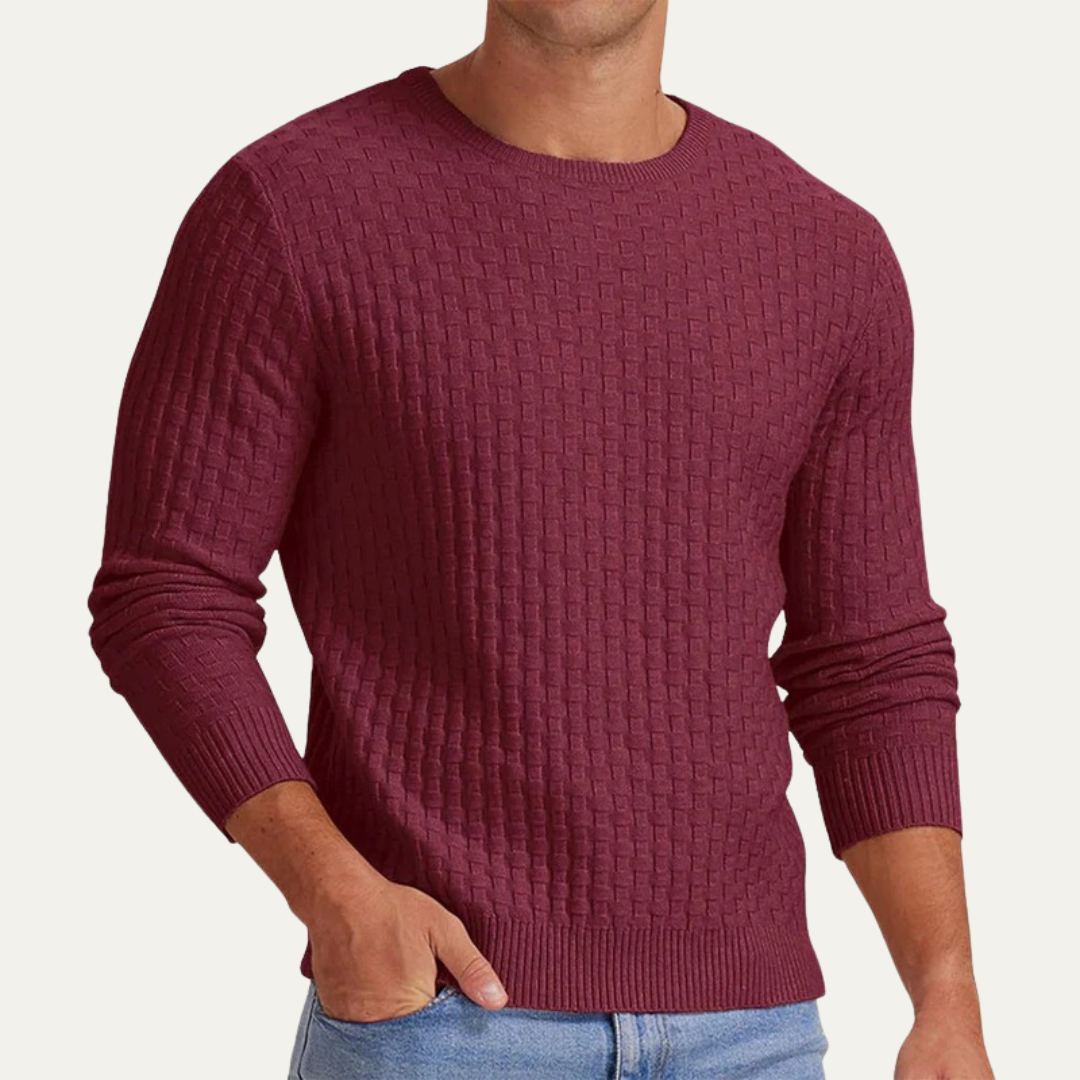 Men's Knit Pattern Crew Neck Sweater