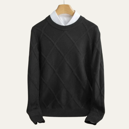 Classic Patterned Crew Neck Knit Sweater