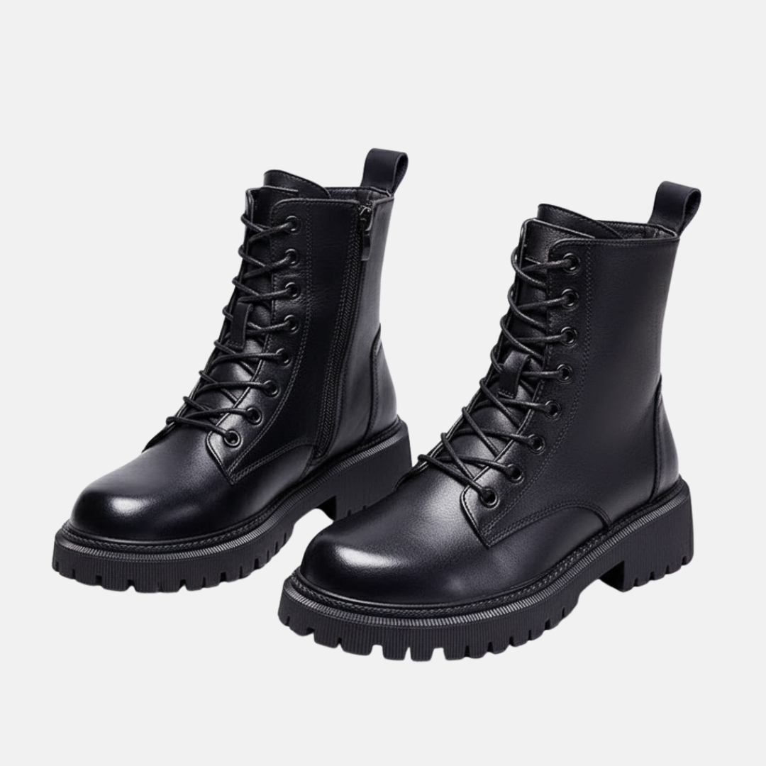 Ladies Low Heel Boots with Cushioning and Thick Sole - OutfitLondon